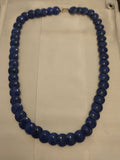 16" 9mm Deep Sea Blue Lapis Disc shaped bead choker. Pre-owned