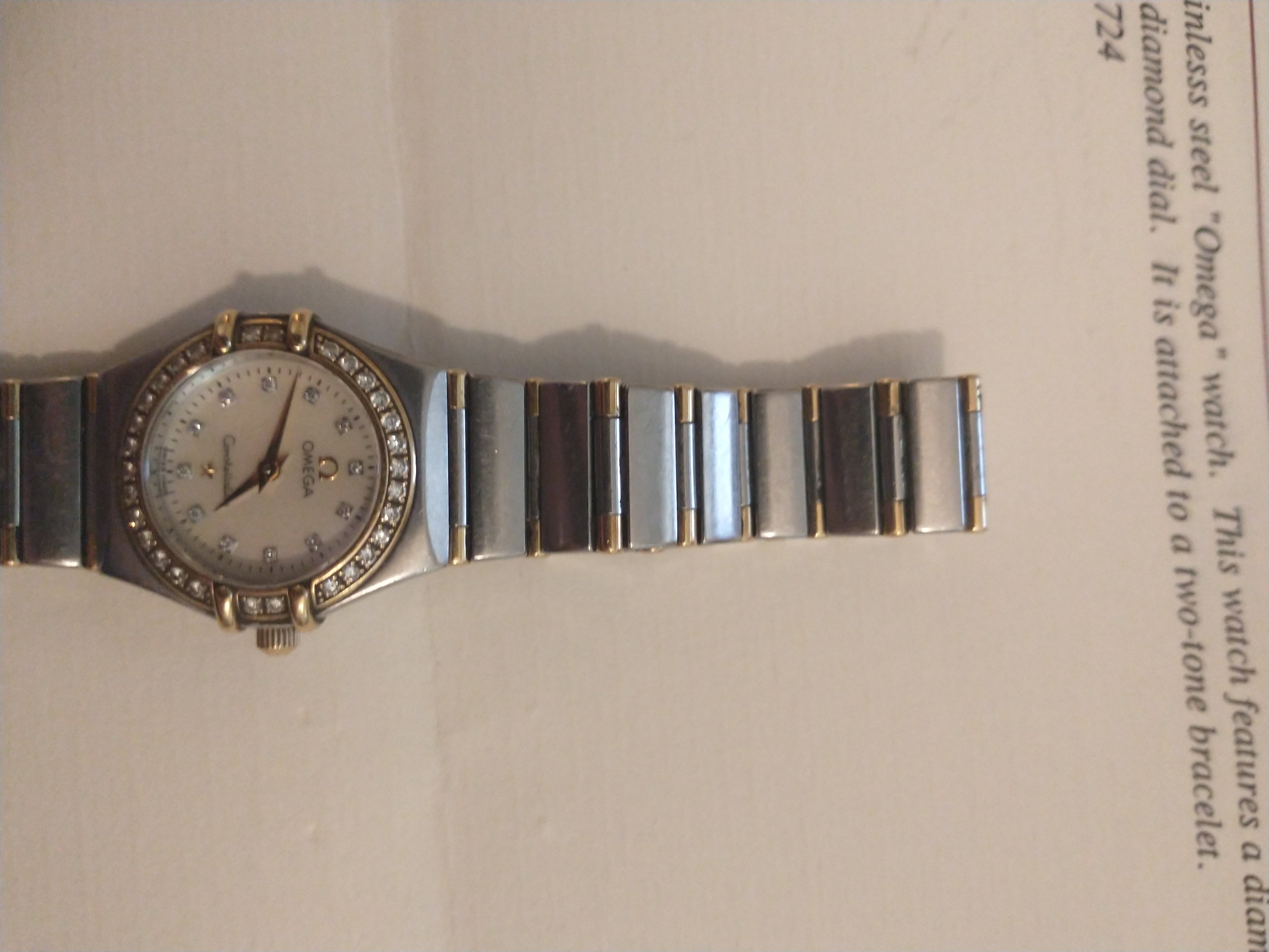 2001 Ladies Omega Constellation Stainless steel MOP, Gold & Diamonds Watch. Pre-owned