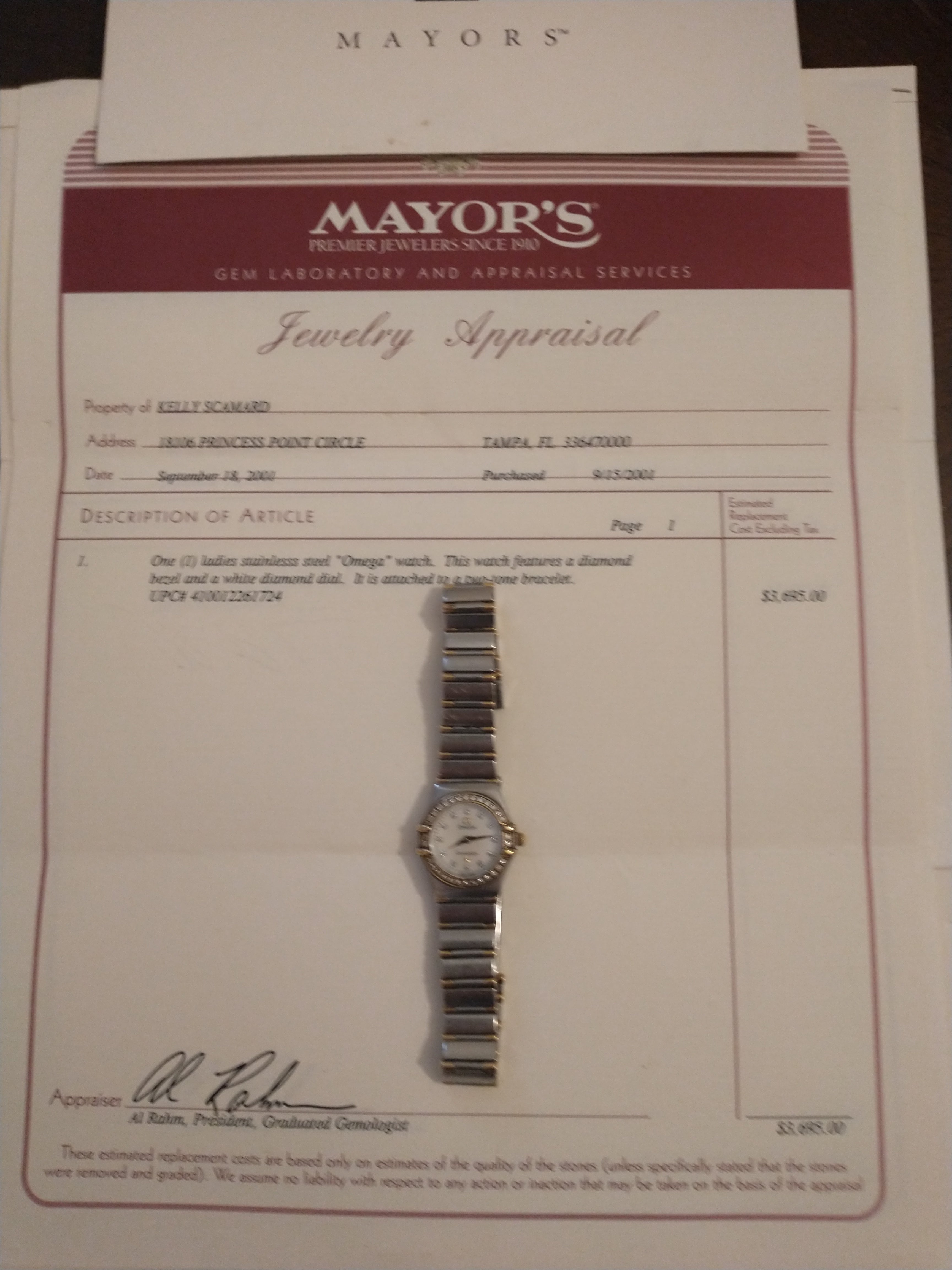 2001 Ladies Omega Constellation Stainless steel MOP, Gold & Diamonds Watch. Pre-owned