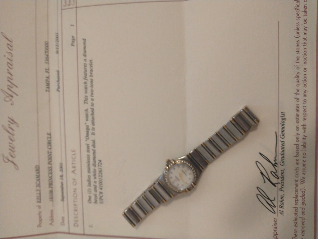 2001 Ladies Omega Constellation Stainless steel MOP, Gold & Diamonds Watch. Pre-owned